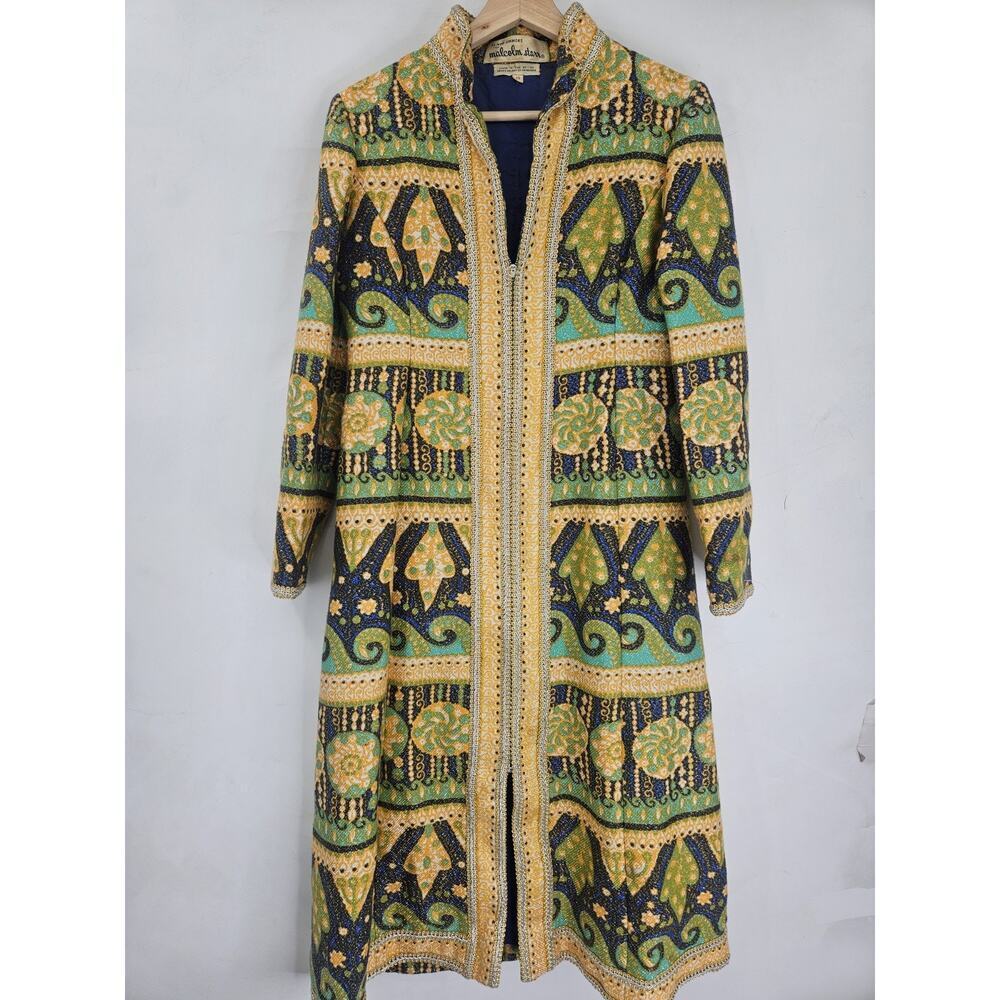 Vintage Malcolm Starr Mod Gold Lamé Brocade Coat 1960’s Women Size 10